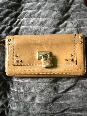 Chloe Tan Leather Padlock Wallet with COA